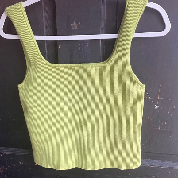 Reformation Lime Ribbed Square-Neck Tank - Picture 2 of 7